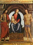 PERUGINO, Pietro The Madonna between St. John the Baptist and St. Sebastian china oil painting reproduction